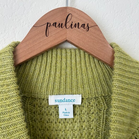 Sundance Sweater Women Large Green Turtleneck Wool Blend Cable Knit Winter Top L - Picture 8 of 8